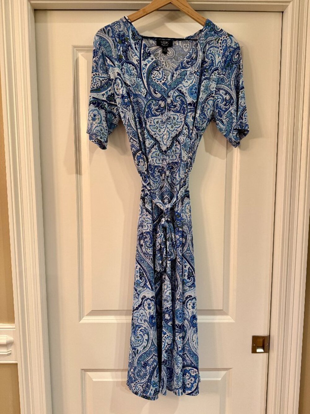 MSK Woman Dress Size 1X Blue Geometric Pattern Dress
